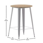 Emma and Oliver Indoor/Outdoor Bar Top Table, 30 Round All Weather Poly Resin Top with Steel base