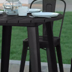Emma and Oliver Indoor/Outdoor Bar Top Table, 30 Round All Weather Poly Resin Top with Steel base