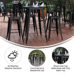 Emma and Oliver Indoor/Outdoor Bar Top Table, 30 Round All Weather Poly Resin Top with Steel base