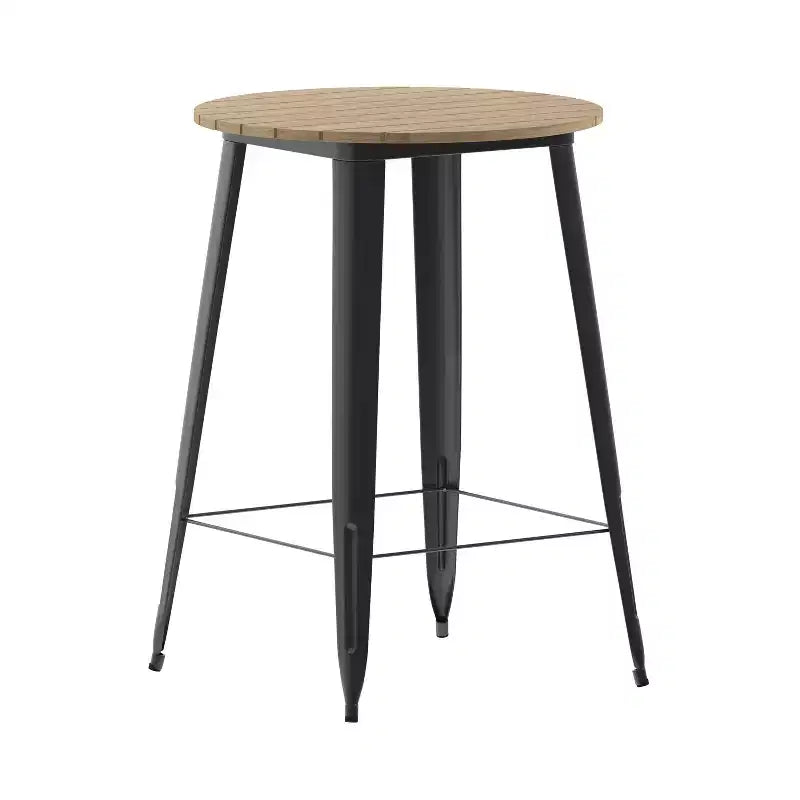 Emma and Oliver Indoor/Outdoor Bar Top Table, 30 Round All Weather Poly Resin Top with Steel base