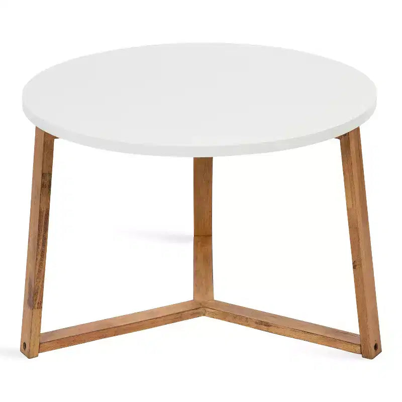 Kate and Laurel Rioux Round MDF Coffee Table, 26x26x18, White and Natural