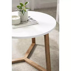 Kate and Laurel Rioux Round MDF Coffee Table, 26x26x18, White and Natural