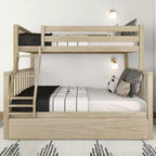 Max & Lily Bunk Bed Twin over Full with Trundle, Solid Wood Scandinavian Style Bunk Beds for Kids