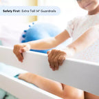 Max & Lily Bunk Bed Twin over Full with Trundle, Solid Wood Scandinavian Style Bunk Beds for Kids