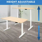 Mount-It! Electric Sit-Stand Desk with Tabletop - White / Maple