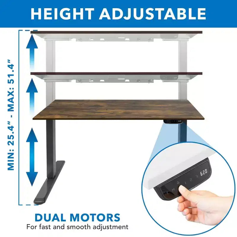 Mount-It! Dual Motor Electric Sit-Stand Desk with Tabletop - Black / Oak