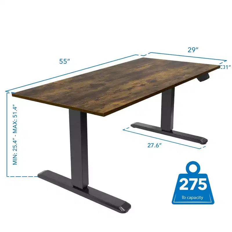 Mount-It! Dual Motor Electric Sit-Stand Desk with Tabletop - Black / Oak