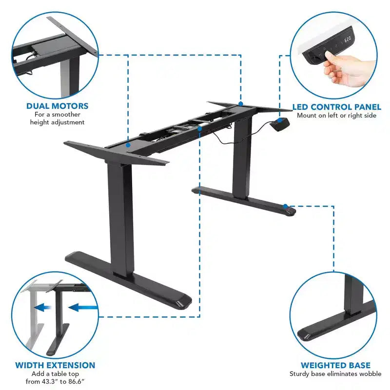 Mount-It! Dual Motor Electric Sit-Stand Desk with Tabletop - Black / Oak