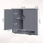 Costway Wall Mounted Bathroom Medicine Cabinet Storage Cupboard with Towel Bar Brown/Grey