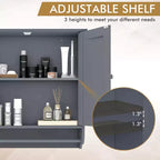 Costway Wall Mounted Bathroom Medicine Cabinet Storage Cupboard with Towel Bar Brown/Grey
