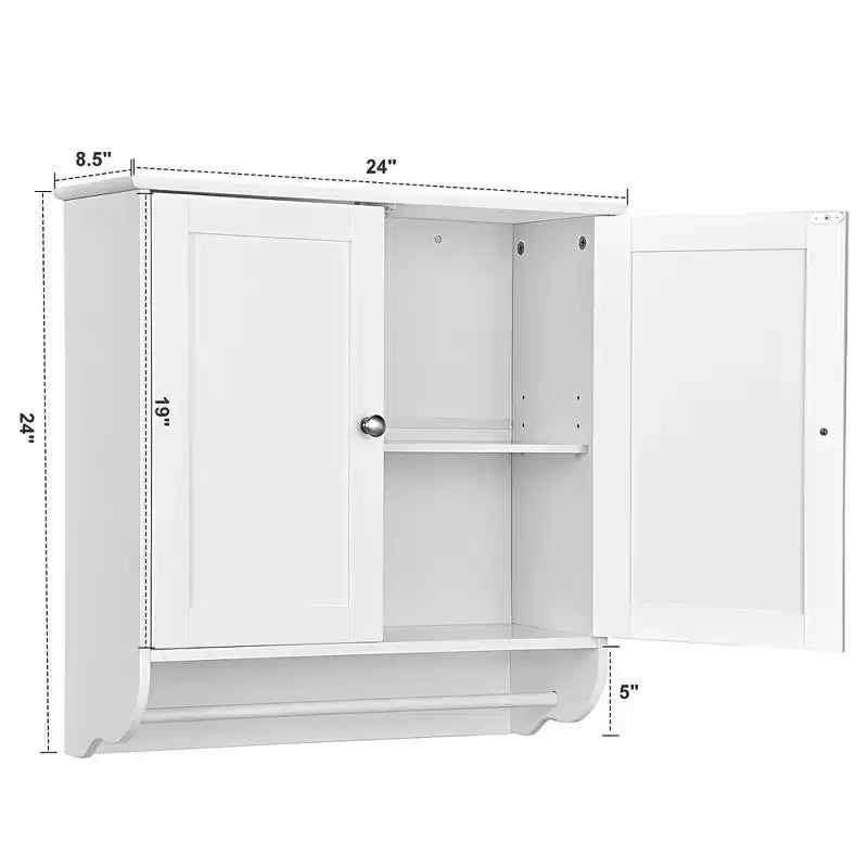 Costway Wall Mounted Bathroom Medicine Cabinet Storage Cupboard with Towel Bar Brown/Grey