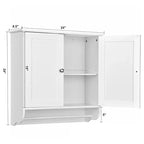 Costway Wall Mounted Bathroom Medicine Cabinet Storage Cupboard with Towel Bar Brown/Grey