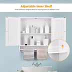 Costway Wall Mounted Bathroom Medicine Cabinet Storage Cupboard with Towel Bar Brown/Grey