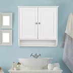 Costway Wall Mounted Bathroom Medicine Cabinet Storage Cupboard with Towel Bar Brown/Grey