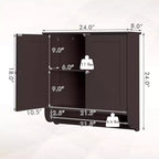Costway Wall Mounted Bathroom Medicine Cabinet Storage Cupboard with Towel Bar Brown/Grey