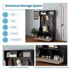 Costway 63 Inches Hall Tree with Coat Rack and Storage Bench Multifunctional Coat Rack Black/White