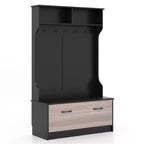 Costway 63 Inches Hall Tree with Coat Rack and Storage Bench Multifunctional Coat Rack Black/White