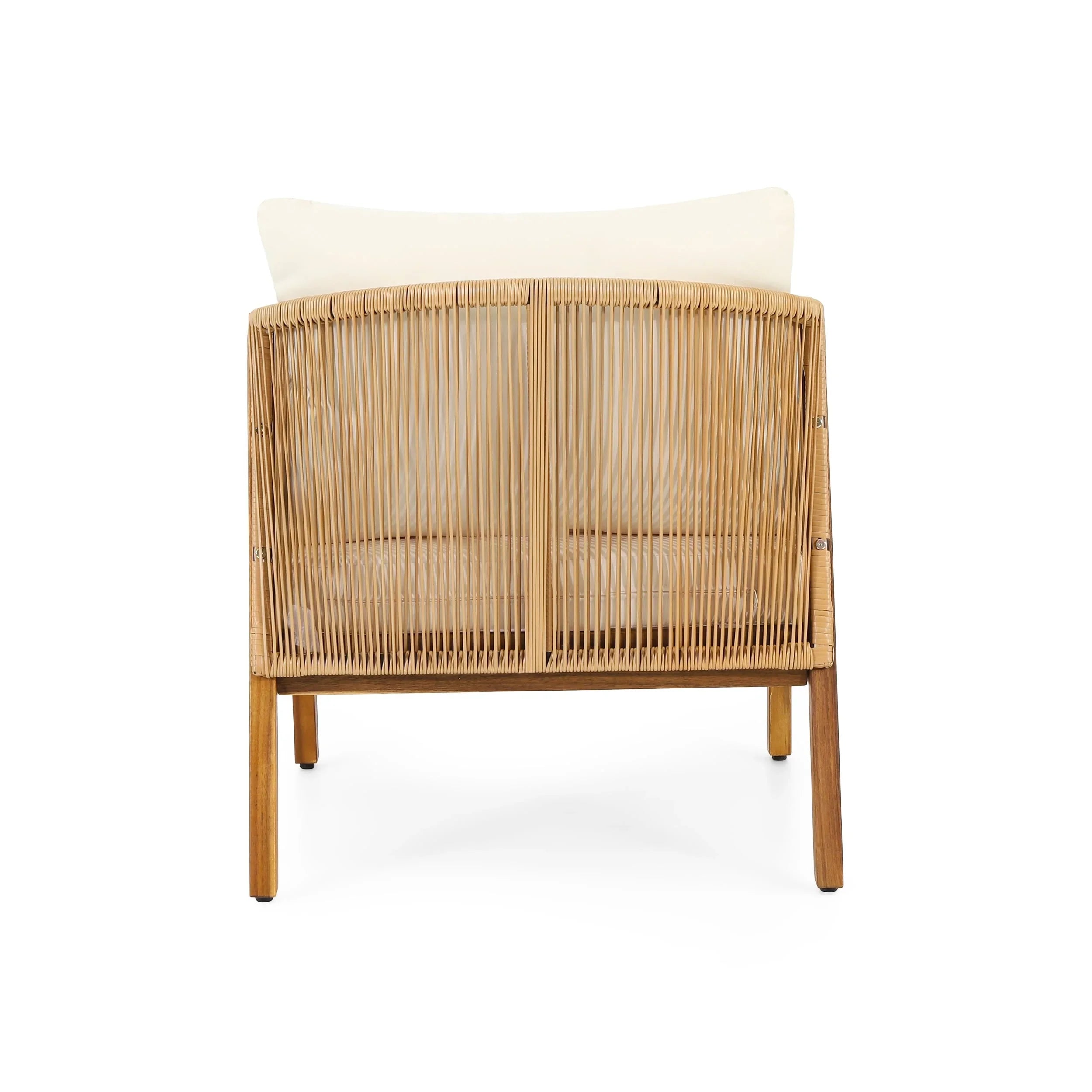 Jabe Outdoor Acacia Wood and Wicker Club Chair Set by Christopher Knight Home
