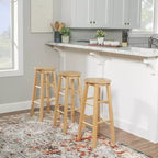 PJ Wood Classic Round Seat 29 Tall Kitchen Counter Stools, Natural (Set of 6)