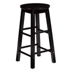 PJ Wood Classic Round Seat 29 Tall Kitchen Counter Stools for Homes, Dining Spaces, and Bars with Backless Seats & 4 Square Legs, Black (Set of 4)