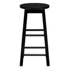 PJ Wood Classic Round Seat 29 Tall Kitchen Counter Stools for Homes, Dining Spaces, and Bars with Backless Seats & 4 Square Legs, Black (Set of 4)
