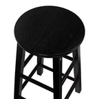PJ Wood Classic Round Seat 29 Tall Kitchen Counter Stools for Homes, Dining Spaces, and Bars with Backless Seats & 4 Square Legs, Black (Set of 4)