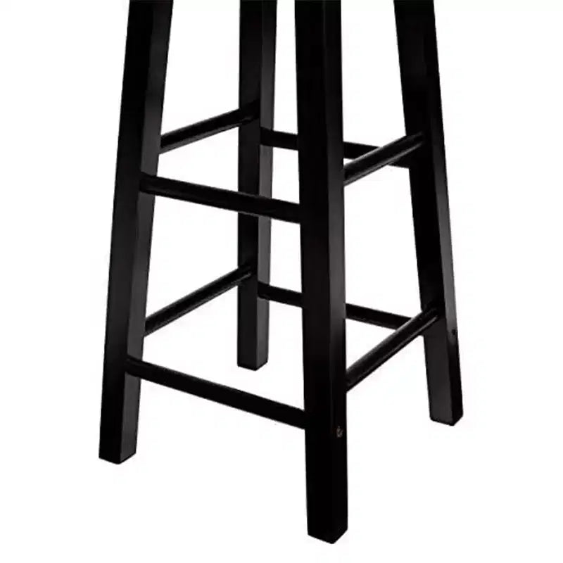 PJ Wood Classic Round Seat 29 Tall Kitchen Counter Stools for Homes, Dining Spaces, and Bars with Backless Seats & 4 Square Legs, Black (Set of 4)