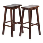 PJ Wood Classic Saddle Seat 29 Tall Kitchen Counter Stools, Walnut (Set of 8)