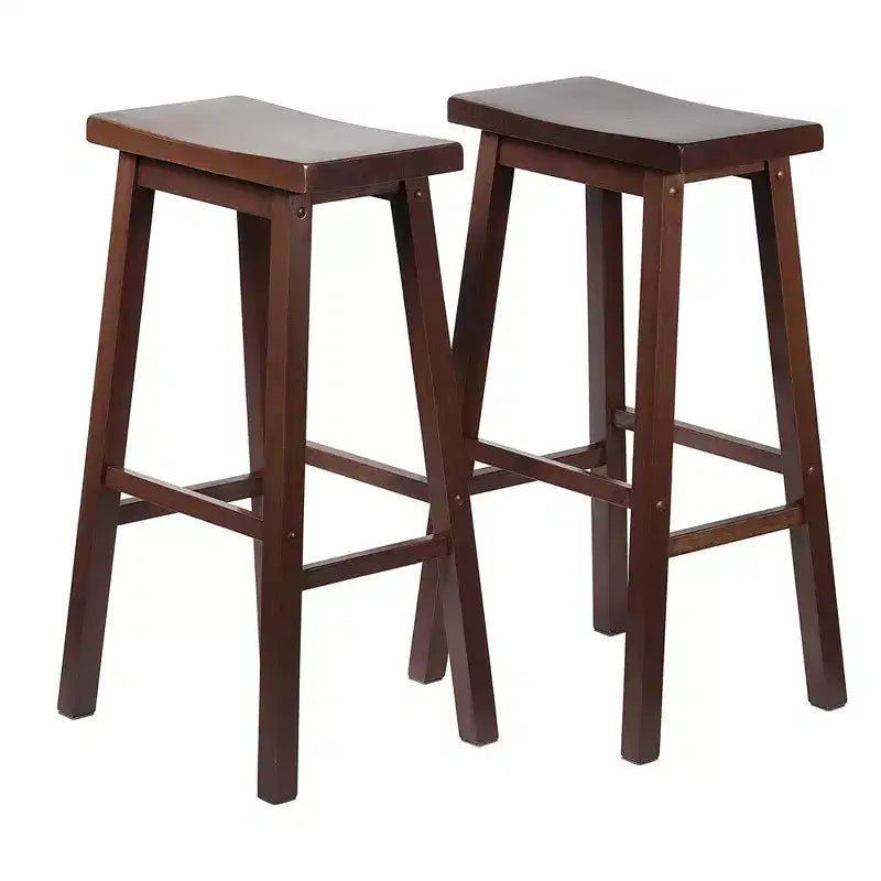 PJ Wood Classic Saddle Seat 29 Tall Kitchen Counter Stools, Walnut (Set of 8)