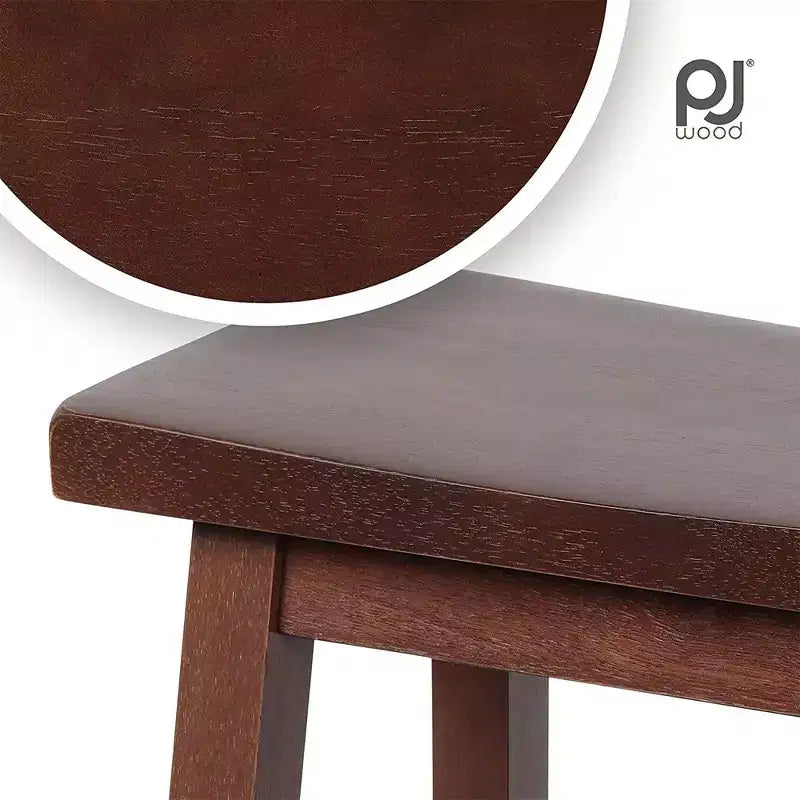 PJ Wood Classic Saddle Seat 29 Tall Kitchen Counter Stools, Walnut (Set of 8)