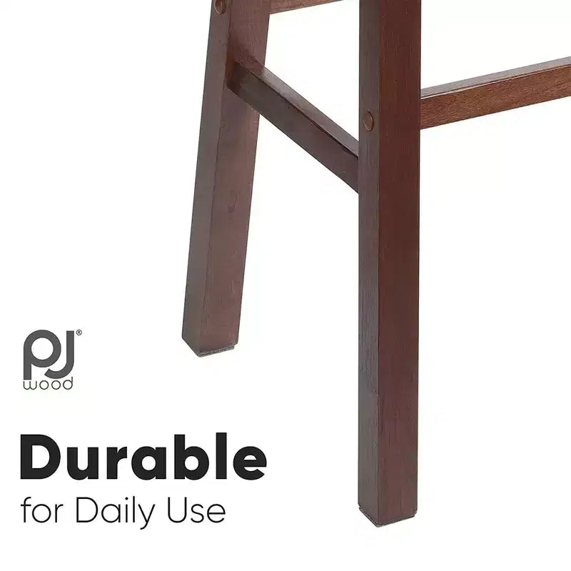 PJ Wood Classic Saddle Seat 29 Tall Kitchen Counter Stools, Walnut (Set of 8)