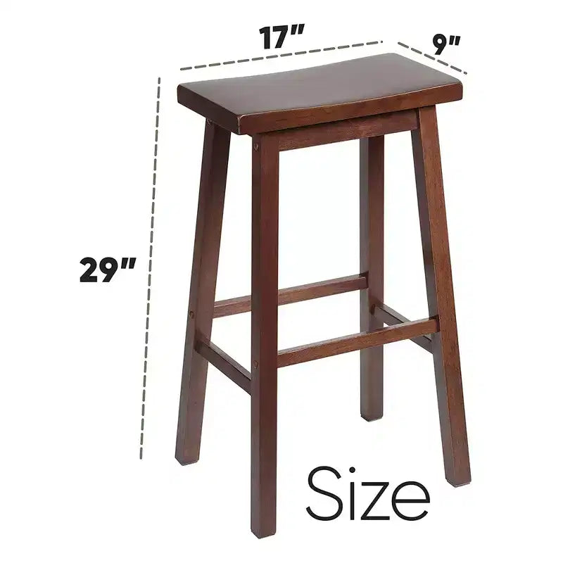 PJ Wood Classic Saddle Seat 29 Tall Kitchen Counter Stools, Walnut (Set of 8)