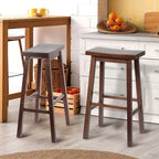 PJ Wood Classic Saddle Seat 29 Tall Kitchen Counter Stools, Walnut (Set of 8)