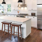 PJ Wood Classic Saddle Seat 29 Tall Kitchen Counter Stools, Walnut (Set of 8)