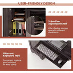 Costway 66.5'' L Shaped Home Office Desk Corner Computer Desk Keyboard Tray Dark