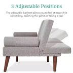 Best Choice Products Fabric Upholstered Convertible Futon w/ Rounded Armrests, Wooden Legs, 2 Cupholders