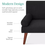 Best Choice Products Fabric Upholstered Convertible Futon w/ Rounded Armrests, Wooden Legs, 2 Cupholders