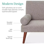 Best Choice Products Fabric Upholstered Convertible Futon w/ Rounded Armrests, Wooden Legs, 2 Cupholders