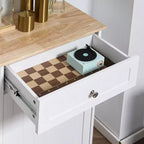 HOMCOM Kitchen Tilt Out Trash Bin Cabinet Free Standing Recycling Cabinet Trash Can Holder With Drawer