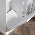 HOMCOM Kitchen Tilt Out Trash Bin Cabinet Free Standing Recycling Cabinet Trash Can Holder With Drawer