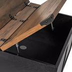 Emma and Oliver Farmhouse Coffee Table with Clamshell Style Hinged Table Top and Hidden Storage