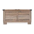 Emma and Oliver Farmhouse Coffee Table with Clamshell Style Hinged Table Top and Hidden Storage