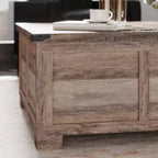 Emma and Oliver Farmhouse Coffee Table with Clamshell Style Hinged Table Top and Hidden Storage