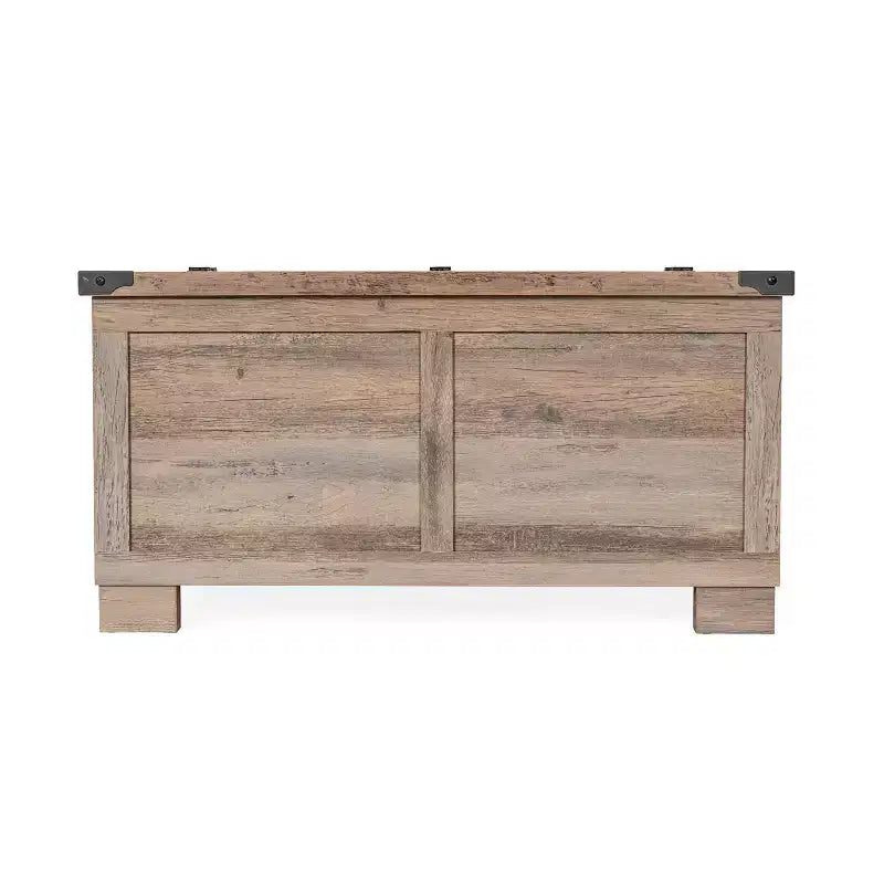 Emma and Oliver Farmhouse Coffee Table with Clamshell Style Hinged Table Top and Hidden Storage