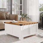 Emma and Oliver Farmhouse Coffee Table with Clamshell Style Hinged Table Top and Hidden Storage