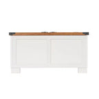 Emma and Oliver Farmhouse Coffee Table with Clamshell Style Hinged Table Top and Hidden Storage