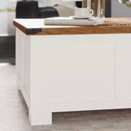 Emma and Oliver Farmhouse Coffee Table with Clamshell Style Hinged Table Top and Hidden Storage