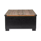 Emma and Oliver Farmhouse Coffee Table with Clamshell Style Hinged Table Top and Hidden Storage