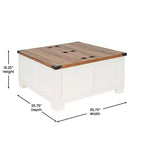 Emma and Oliver Farmhouse Coffee Table with Clamshell Style Hinged Table Top and Hidden Storage