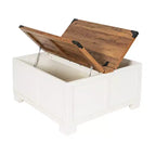 Emma and Oliver Farmhouse Coffee Table with Clamshell Style Hinged Table Top and Hidden Storage
